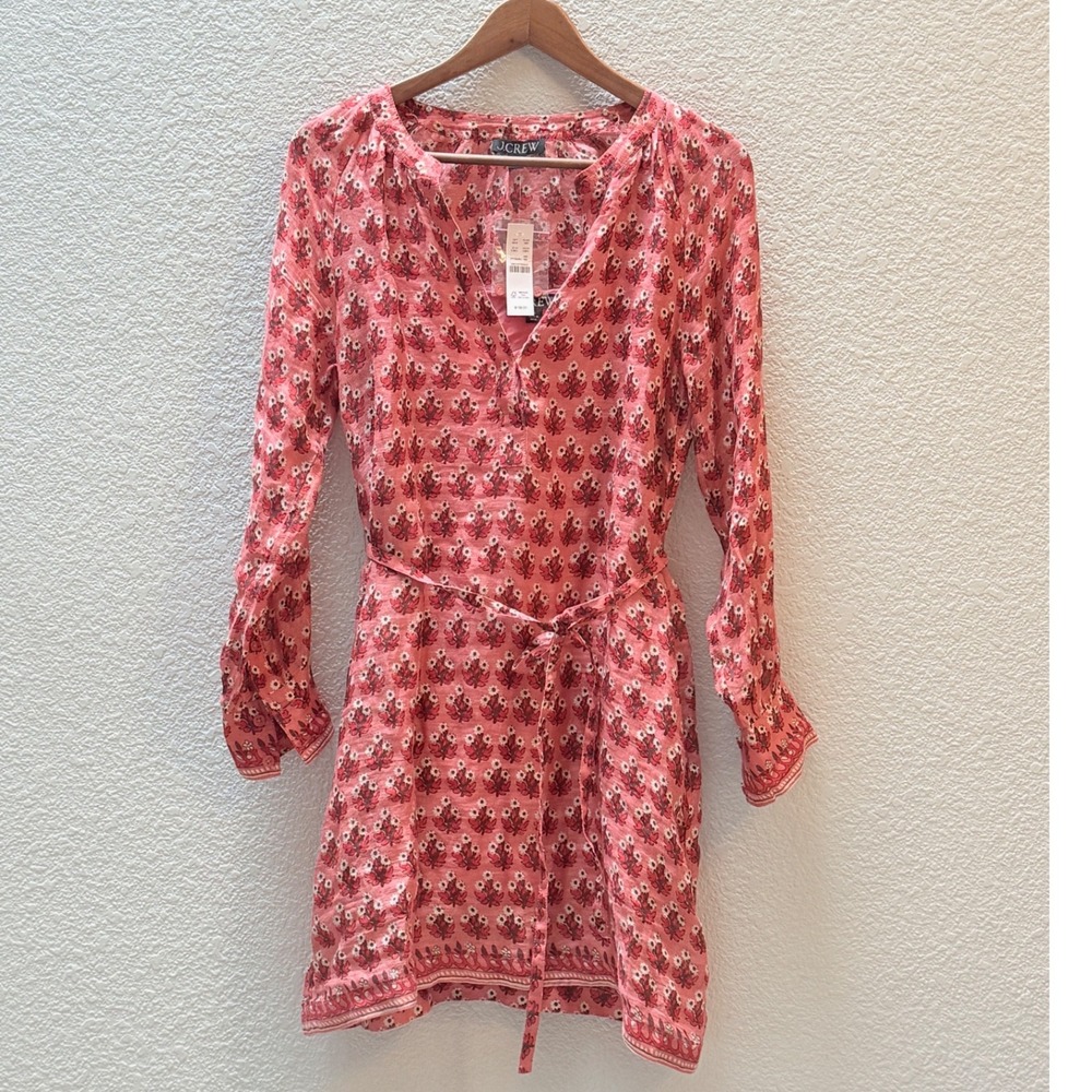 J. Crew Sz XS Cabana Mini Dress in Block-print Ramie $198
